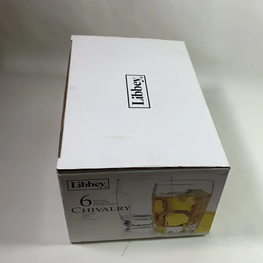 Libbey 6 Piece Set Glass Chivalry Juice Cocktail Rocks Bar Glasses New